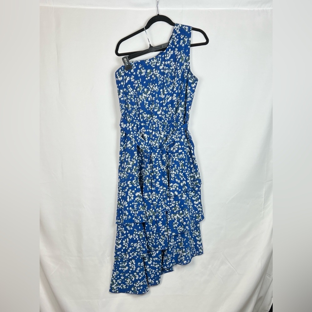 Floral Blue Asymmetrical Dress
